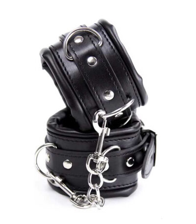 handboeien, leren handboeien, SM accessoires, bondage, BDSM speeltjes, luxe uitvoering, verstelbaar ontwerp, hoogwaardig leer, rollenspellen, bondage-sessies, duurzaam materiaal.