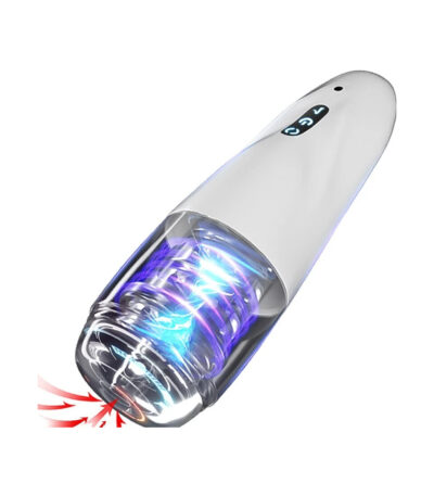 masturbator, verwarmd, roterend, zuigend, luxe, waterproof, glijmiddel, blowjob, standen, wit