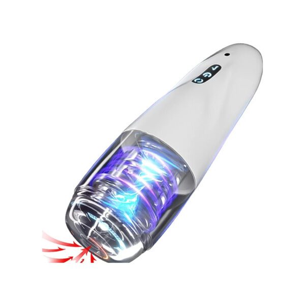 masturbator, verwarmd, roterend, zuigend, luxe, waterproof, glijmiddel, blowjob, standen, wit