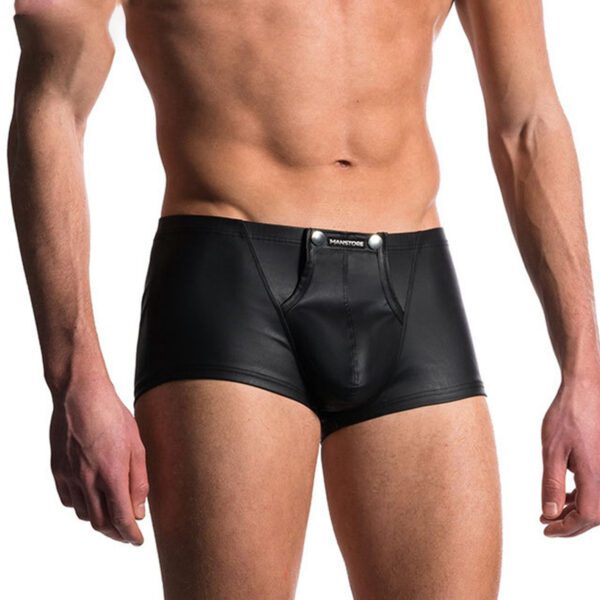 leren, onderbroek, boxer, open kruis, knoopjes, penis, SM, BDSM, rollenspel, sexy