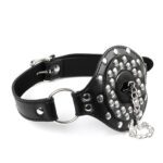 mondgag, stopper, deepthroat, afsluitbaar, leer, sm, bdsm, verstelbaar, gag masker, bondage