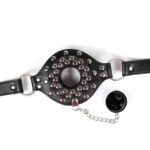 mondgag, stopper, deepthroat, afsluitbaar, leer, sm, bdsm, verstelbaar, gag masker, bondage