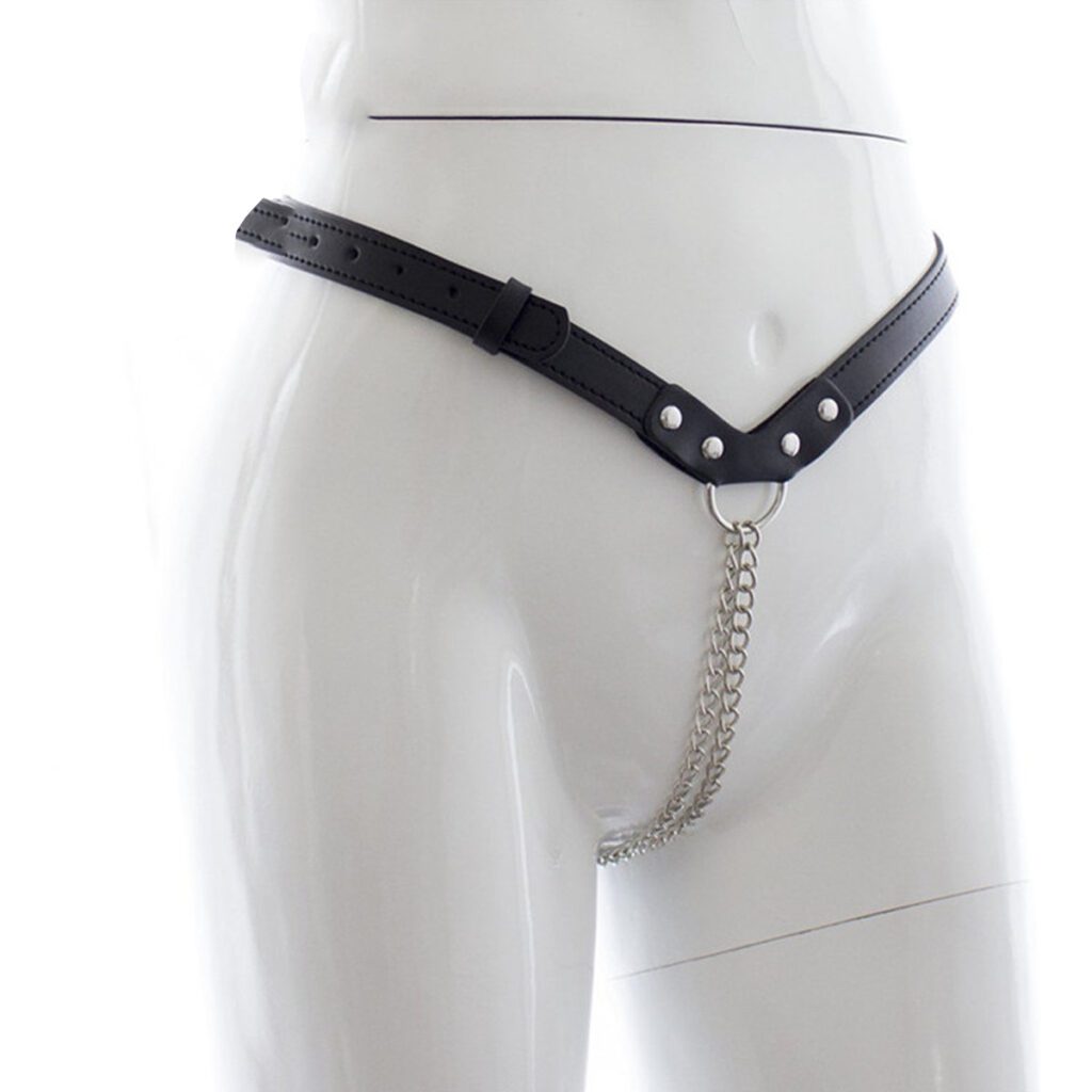 ketting, string, leer, lederen band, BDSM, erotisch, verstelbaar, one size, zilver, sexy