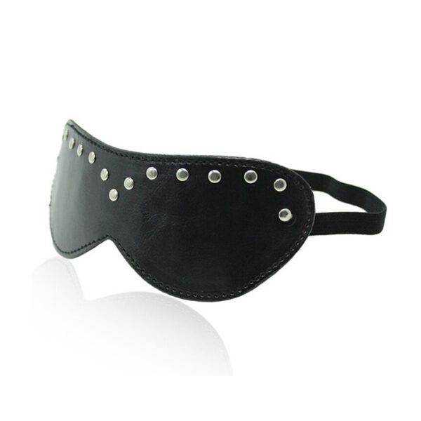 blinddoek, leer, klinknagels, zintuiglijk, bondage, SM accessoire, seksspeeltje, comfortabel, luxe, rollenspel