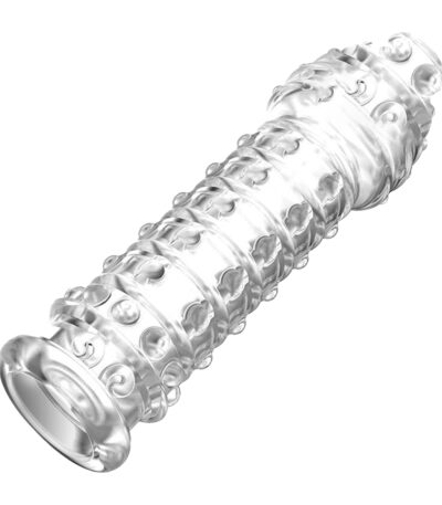 penis sleeve, transparant, verdikkend, verlengend, tpe, balriem, flexibel, extender, stimulatie, waterdicht