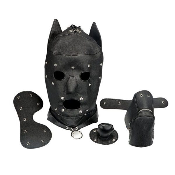 masker, rollenspel, bdsm, 3-in-1, luxe seks masker, hond, verstelbaar, petplay, hoofddeksel, multi