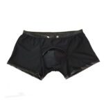 leren, onderbroek, boxer, open kruis, knoopjes, penis, SM, BDSM, rollenspel, sexy