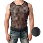 heren, mesh, tank top, visnet, mouwloos, erotisch, hemd, mannen, polyester, sexy