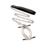 schaamlipklem, ketting, riem, vagina, uitrekker, speculum, verstelbaar, bdsm, bondage, metaal