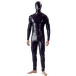 latex, bodysuit, masker, rits, mond, BDSM, SM, capuchon, zwart, erotisch