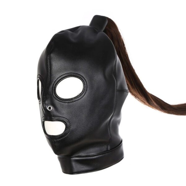masker, staart, leder, BDSM, SM, bondage, sex mask, zwart, rollenspel, accessoire