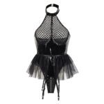 latex bodysuit, tutu, transparante borsten, sexy kostuum, erotische dames kleding, uitdagende look, lingerie, catsuit, body suit, zwart latex Sources