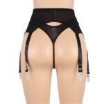 jarretels, bijpassende string, 6 metalen clips, korset, erotische kleding, vrouwen, hoge kwaliteit, zwarte lingerie, verleidelijke uitstraling, taille accentuering