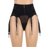 jarretels, bijpassende string, 6 metalen clips, korset, erotische kleding, vrouwen, hoge kwaliteit, zwarte lingerie, verleidelijke uitstraling, taille accentuering