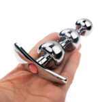buttlplug ,loskoppelbare anale kralen, plug, buttplug, kontplug, hoge kwaliteit RVS, luxe uitvoering, uniek ontwerp, kralen 20 mm‑24 mm‑28 mm, inbrenglengte 10 cm, merkloos