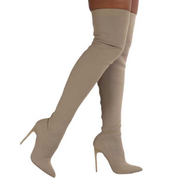 zwarte naaldhakken, hoge kousen, overknee laarzen, erotisch, hakhoogte ≥ 8 cm, stretch suède, comfortabel, tot aan de knie, merkloos, deluxe kwaliteit