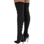 zwarte naaldhakken, hoge kousen, overknee laarzen, erotisch, hakhoogte ≥ 8 cm, stretch suède, comfortabel, tot aan de knie, merkloos, deluxe kwaliteit