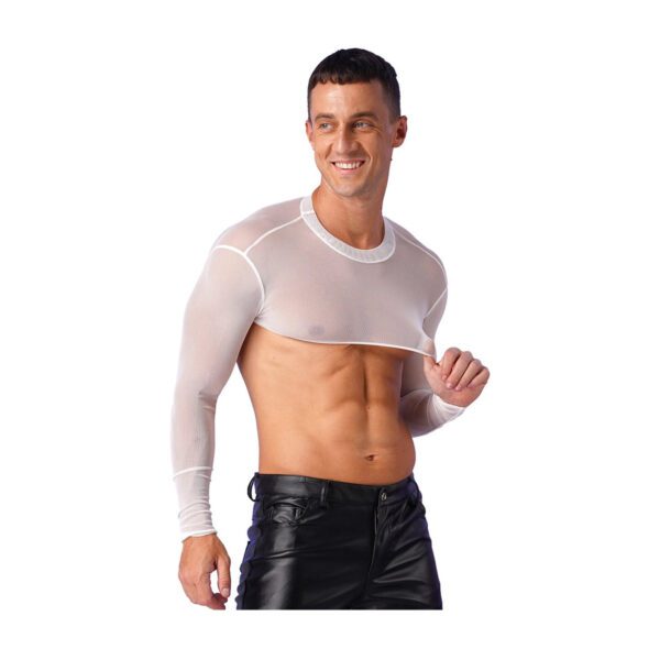 Transparante Korte Top met Lange Mouwen